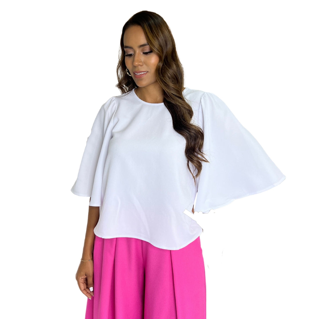 Mia | Blusa mangas con Olanes blanca