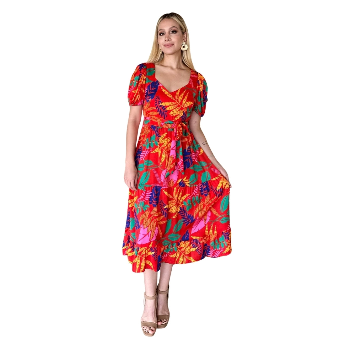 Gianna | Vestido midi rojo