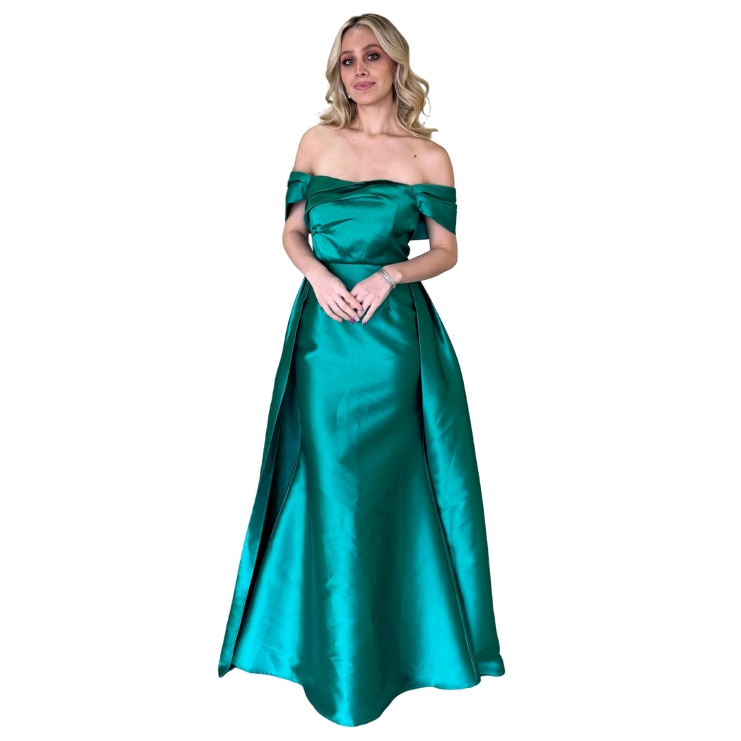 Lyssa | Vestido largo cauda verde