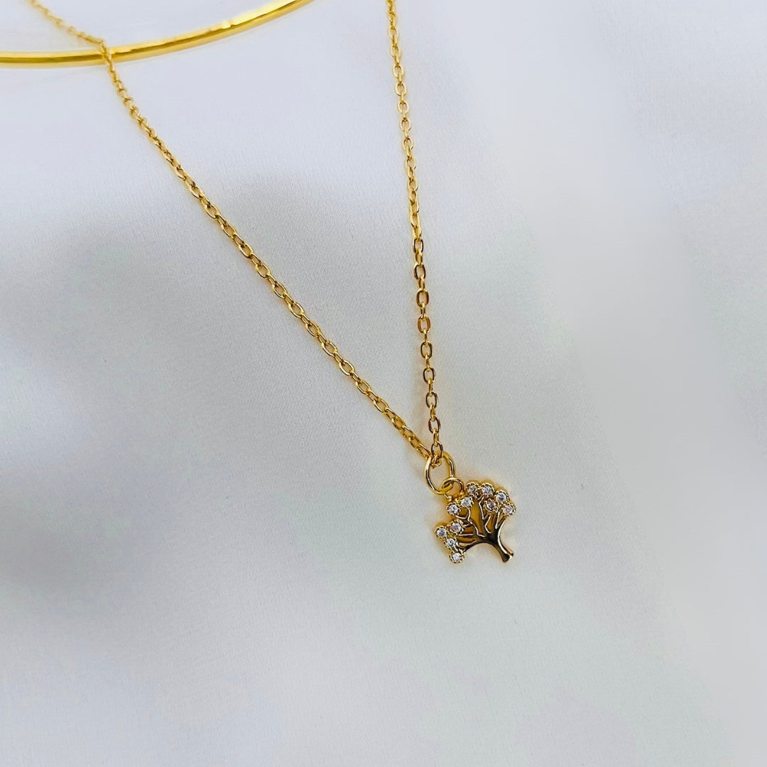 Árbol | Collar con dije de árbol dorado