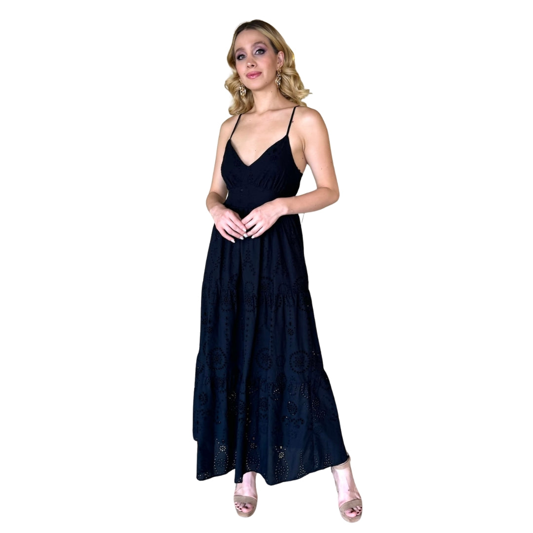 Joseline | Vestido midi boho negro