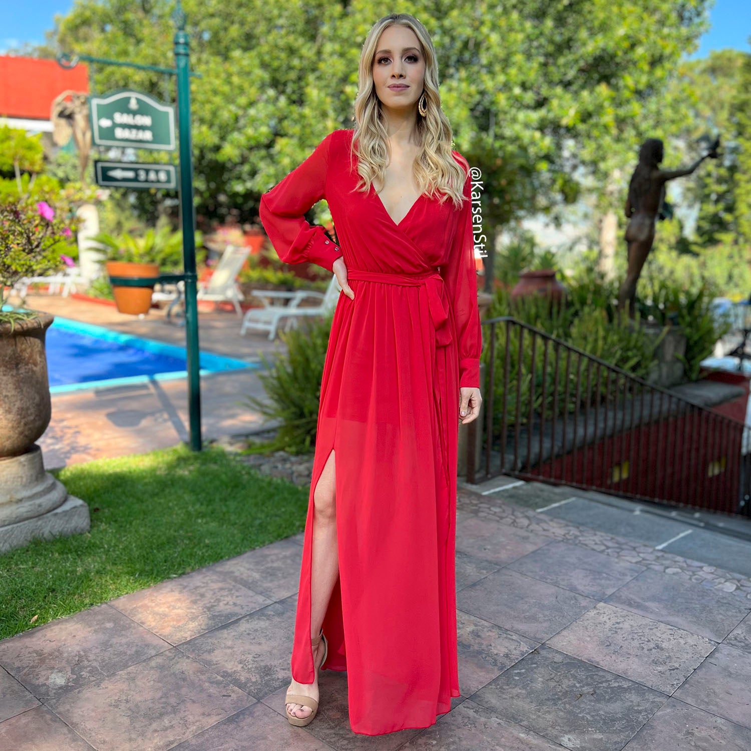 Maxi best sale vestido rojo