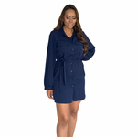 Lia | Vestido corto camisero azul marino
