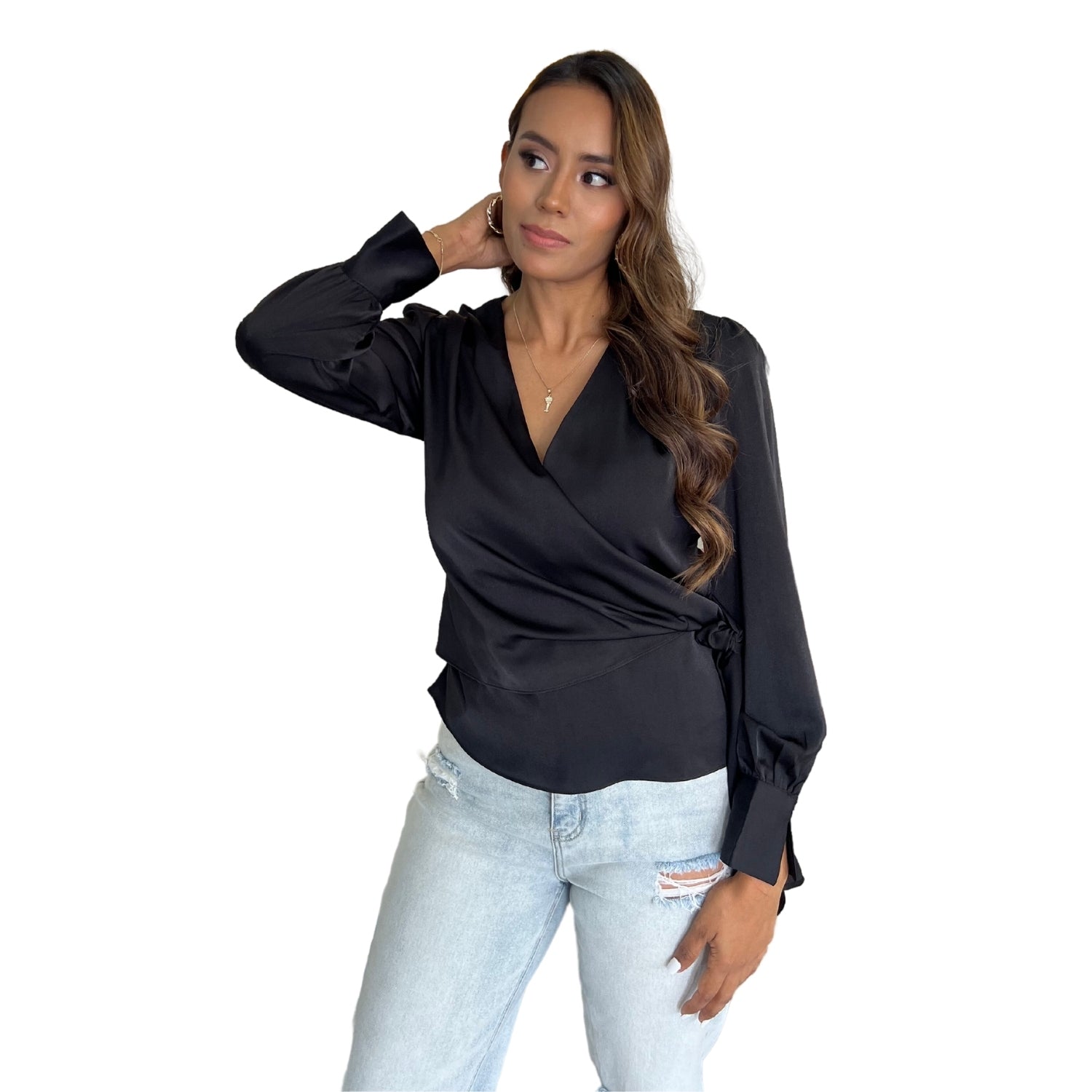 Blusa best sale negra cruzada