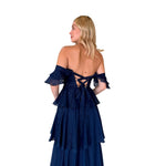 Belén | Vestido largo olanes azul marino