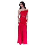 Serea | Vestido largo sin manga transparencia rojo