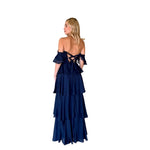 Belén | Vestido largo olanes azul marino