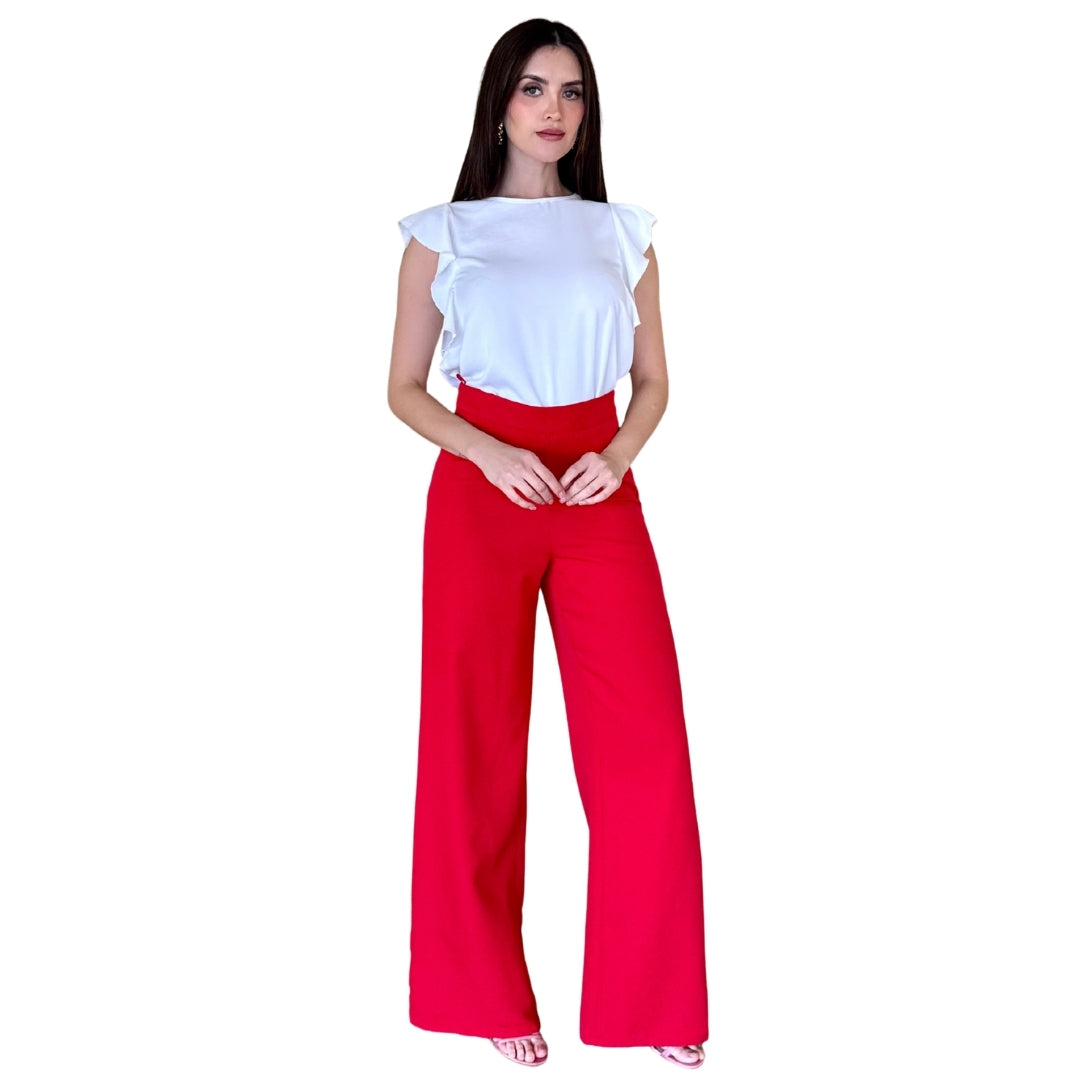 Eiza | Pantalón wide leg rojo