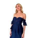 Belén | Vestido largo olanes azul marino