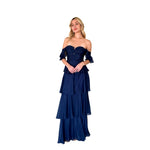 Belén | Vestido largo olanes azul marino