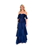 Belén | Vestido largo olanes azul marino