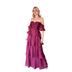 Belén | Vestido largo olanes vino