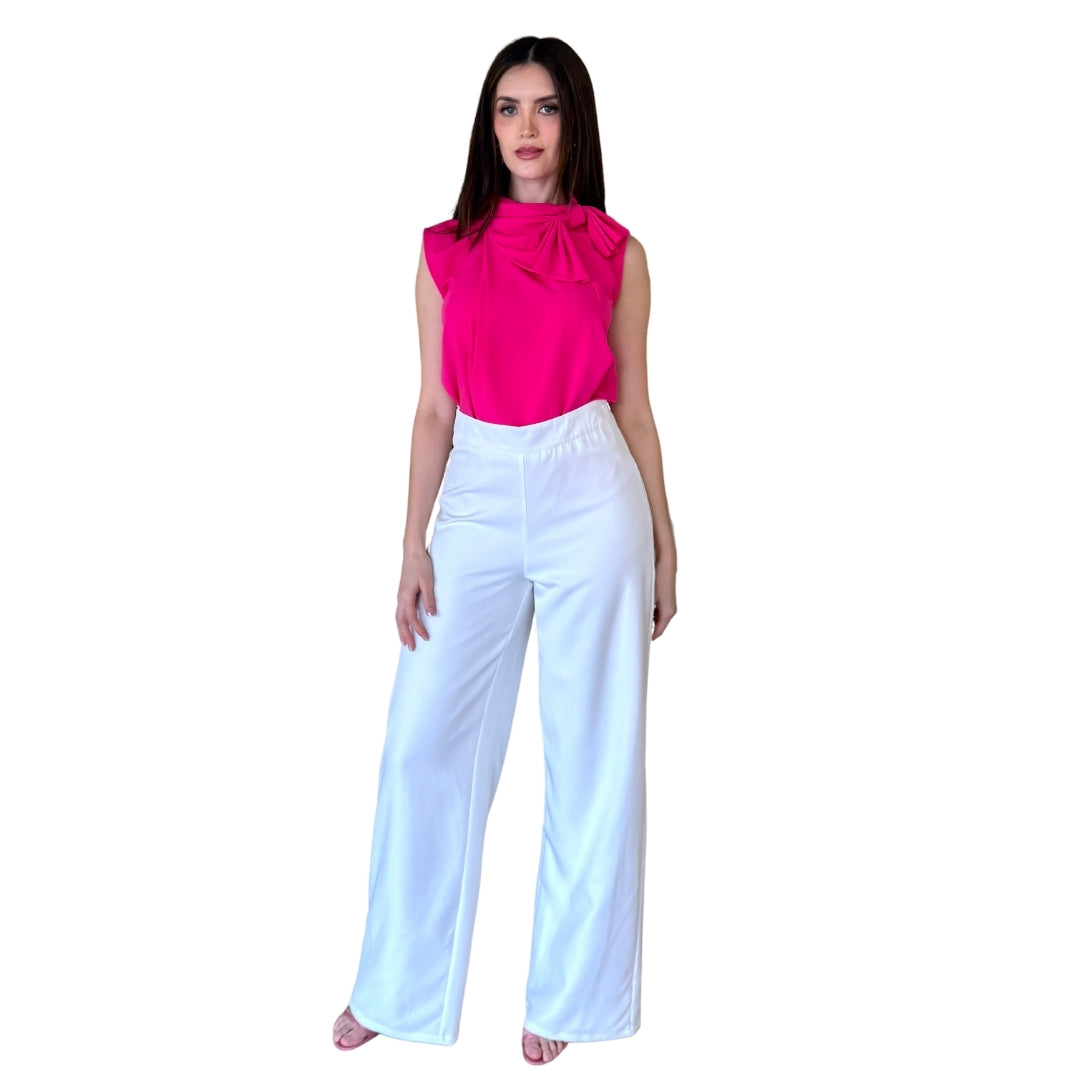 Eiza | Pantalón wide leg blanco