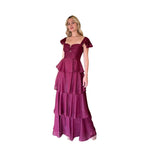 Belén | Vestido largo olanes vino