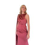 Robin | Vestido largo satín cauda terracota