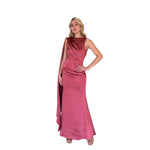 Robin | Vestido largo satín cauda terracota