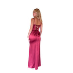 Kavya | Vestido largo drapeado satín terracota