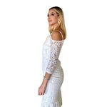 Tricia | Vestido midi tirantes desmontables blanco