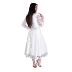 Dina | Vestido midi encaje con manga ivory