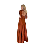 Temis | Vestido largo satín moños ajustables terracota
