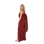 Pamela | Vestido largo cauda en hombro terracota