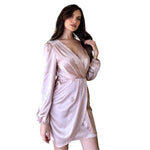 Jin | Vestido corto satín rosa pastel
