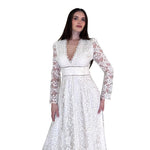 Dina | Vestido midi encaje con manga ivory