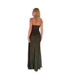 Circe | Vestido largo corsét y mesh olivo