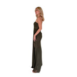 Circe | Vestido largo corsét y mesh olivo