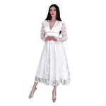 Dina | Vestido midi encaje con manga ivory
