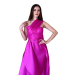 Isabell | Vestido largo drapeado magenta