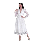 Dina | Vestido midi encaje con manga ivory