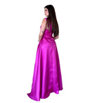 Isabell | Vestido largo drapeado magenta