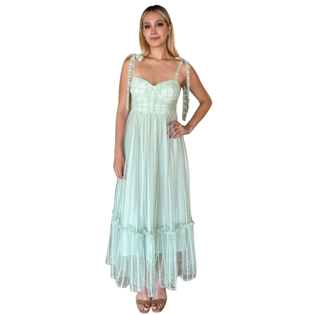 Lucia | Vestido midi bustier verde menta