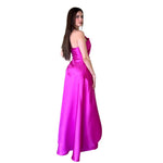 Isabell | Vestido largo drapeado magenta