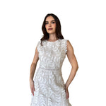 Libby | Vestido midi bordado floral ivory