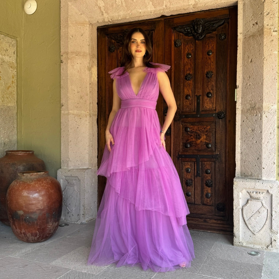 Liram | Vestido largo tul lila