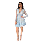 Cloe | Vestido corto encaje flores baby blue