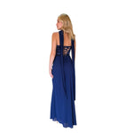 Keltse | Vestido largo drapeado corset azul cobalto