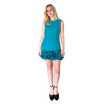 Fara | Vestido corto falda globo turquesa