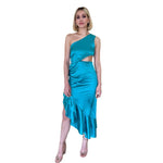 Marea | Vestido midi con abertura aqua