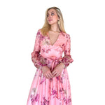 Telma | Vestido largo con cinta ajustable rosa estampado