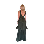 Marisa | Vestido largo plisado capas olivo