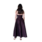 Marlon | Vestido midi strapless flores 3D uva
