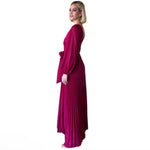 Gema | Vestido largo plisado con glitter magenta