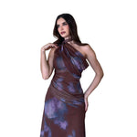 Liv | Vestido midi mesh mascada multicolor chocolate