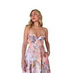 Mirari | Vestido midi bustier estampado amarillo