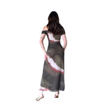 Lyra | Vestido midi mesh nudo multicolor olivo