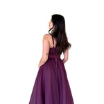 Cayetana | Vestido largo falda tul con cinturón purpura