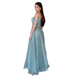 Aixa | Vestido largo con pedrería verde sage